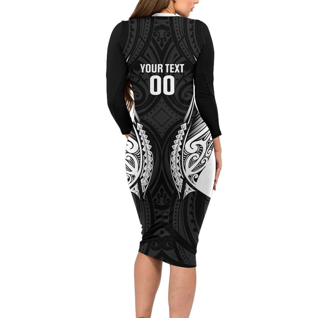 Hawke's Bay 2026 Rugby Custom Family Matching Long Sleeve Bodycon Dress and Hawaiian Shirt NZ Maori Silver Fern LT14 - Polynesian Pride