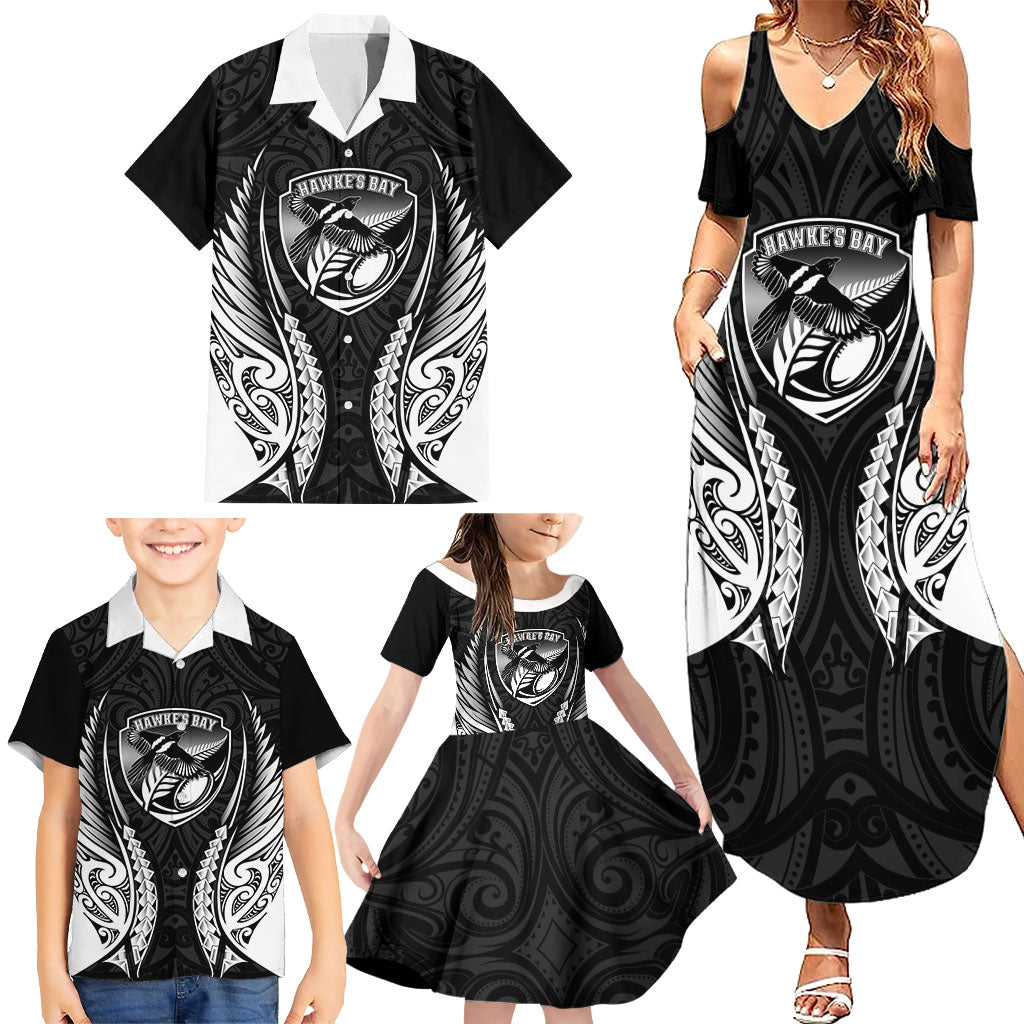 Hawke's Bay 2026 Rugby Custom Family Matching Summer Maxi Dress and Hawaiian Shirt NZ Maori Silver Fern LT14 - Polynesian Pride