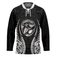 Hawke's Bay 2026 Rugby Custom Hockey Jersey NZ Maori Silver Fern LT14 Unisex Black - Polynesian Pride