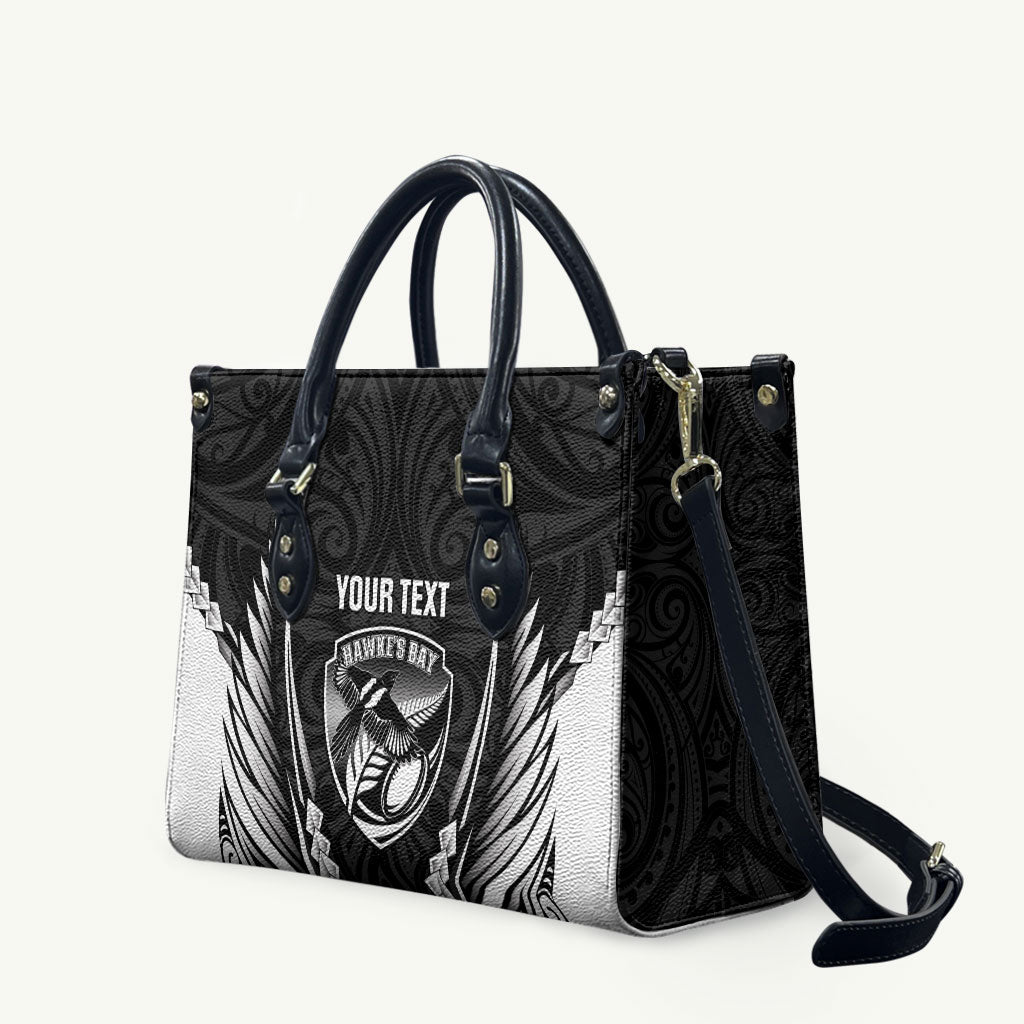Hawke's Bay 2026 Rugby Custom Leather Bag NZ Maori Silver Fern LT14 Black - Polynesian Pride