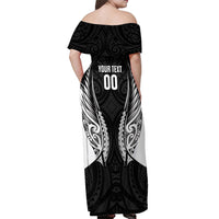 Hawke's Bay 2026 Rugby Custom Off Shoulder Maxi Dress NZ Maori Silver Fern