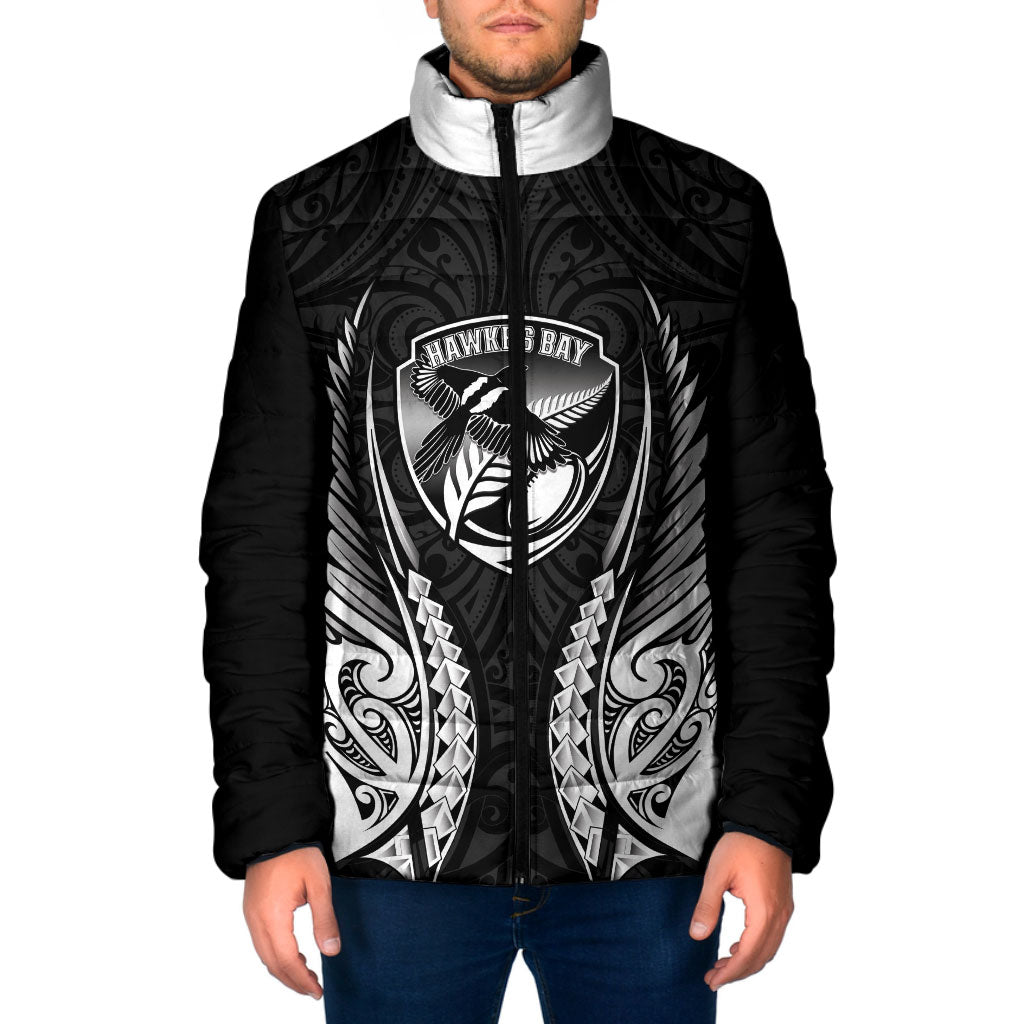 Hawke's Bay 2026 Rugby Custom Padded Jacket NZ Maori Silver Fern LT14 Men Black - Polynesian Pride
