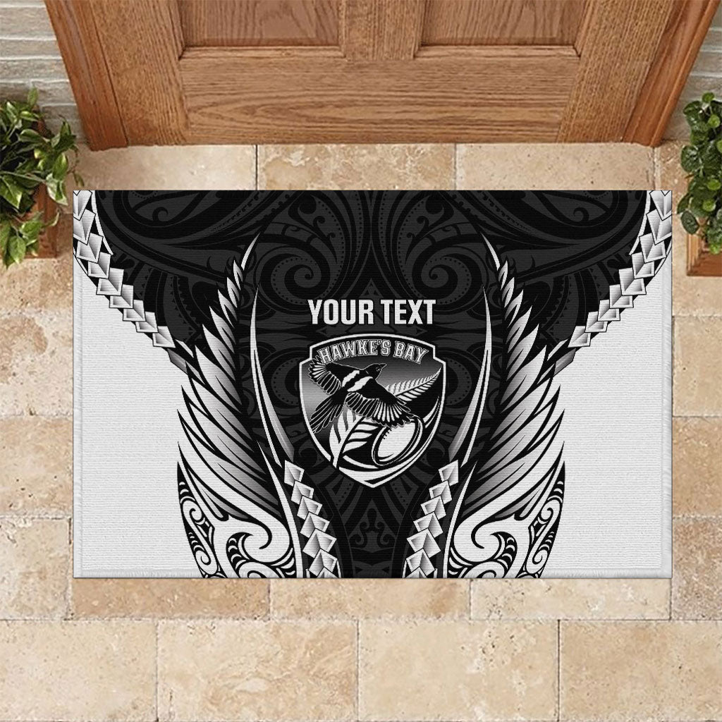 Hawke's Bay 2026 Rugby Custom Rubber Doormat NZ Maori Silver Fern LT14 Black - Polynesian Pride