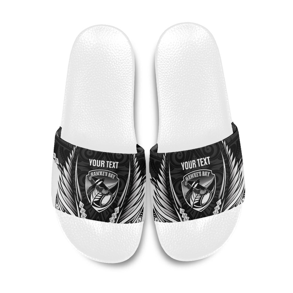 Hawke's Bay 2026 Rugby Custom Slide Sandals NZ Maori Silver Fern