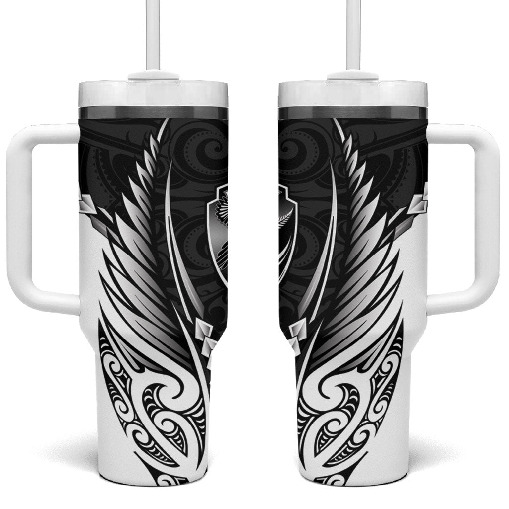Hawke's Bay 2026 Rugby Custom Tumbler With Handle NZ Maori Silver Fern LT14 One Size: 40 oz Black - Polynesian Pride
