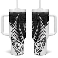 Hawke's Bay 2026 Rugby Custom Tumbler With Handle NZ Maori Silver Fern LT14 One Size: 40 oz Black - Polynesian Pride