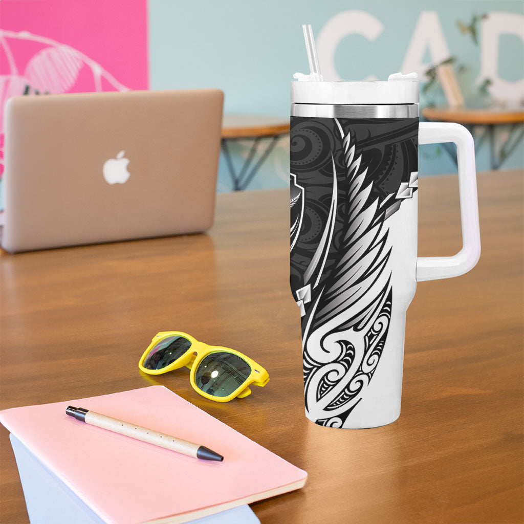 Hawke's Bay 2026 Rugby Custom Tumbler With Handle NZ Maori Silver Fern LT14 - Polynesian Pride
