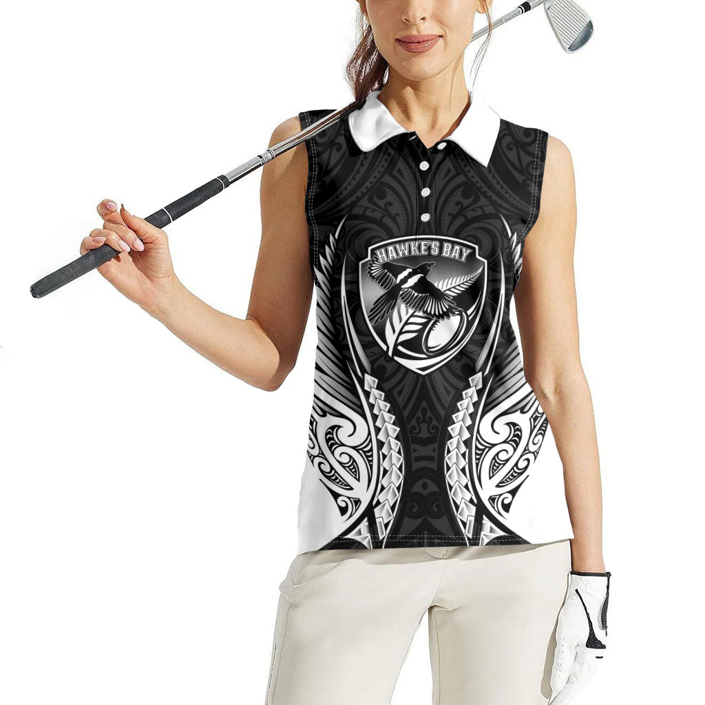 Hawke's Bay 2026 Rugby Custom Women Sleeveless Polo Shirt NZ Maori Silver Fern