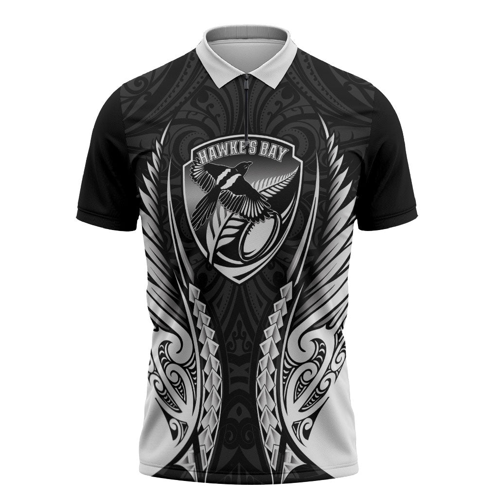 Hawke's Bay 2026 Rugby Custom Zipper Polo Shirt NZ Maori Silver Fern
