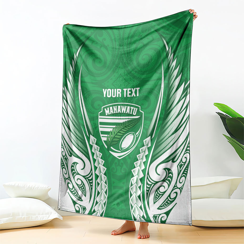 Manawatu 2026 Rugby Custom Blanket NZ Maori Silver Fern