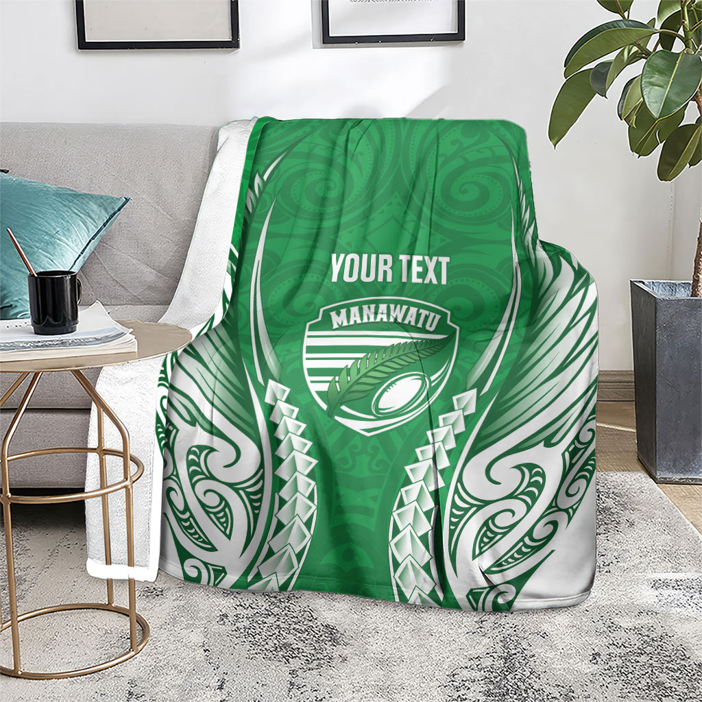 Manawatu 2026 Rugby Custom Blanket NZ Maori Silver Fern