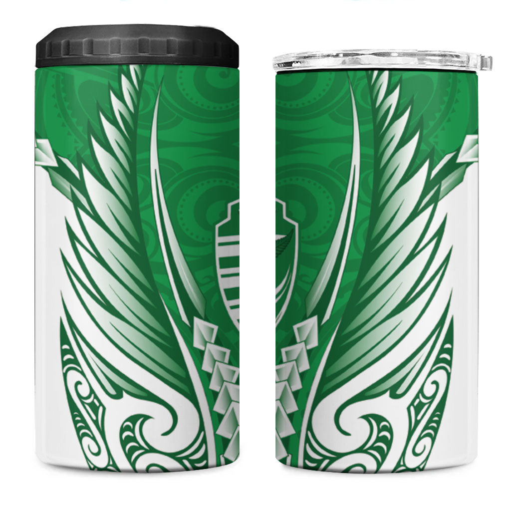 Manawatu 2026 Rugby Custom 4 in 1 Can Cooler Tumbler NZ Maori Silver Fern LT14 One Size: 16 oz Green - Polynesian Pride