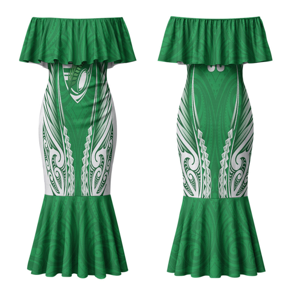 Manawatu 2026 Rugby Custom Couples Matching Mermaid Dress and Long Sleeve Button Shirt NZ Maori Silver Fern LT14 - Polynesian Pride