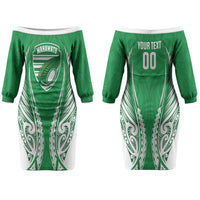 Manawatu 2026 Rugby Custom Couples Matching Off The Shoulder Long Sleeve Dress and Long Sleeve Button Shirt NZ Maori Silver Fern LT14 - Polynesian Pride