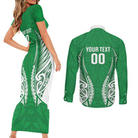 Manawatu 2026 Rugby Custom Couples Matching Short Sleeve Bodycon Dress and Long Sleeve Button Shirt NZ Maori Silver Fern LT14 - Polynesian Pride