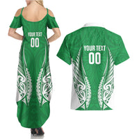 Manawatu 2026 Rugby Custom Couples Matching Summer Maxi Dress and Hawaiian Shirt NZ Maori Silver Fern LT14 - Polynesian Pride