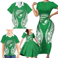Manawatu 2026 Rugby Custom Family Matching Short Sleeve Bodycon Dress and Hawaiian Shirt NZ Maori Silver Fern LT14 - Polynesian Pride