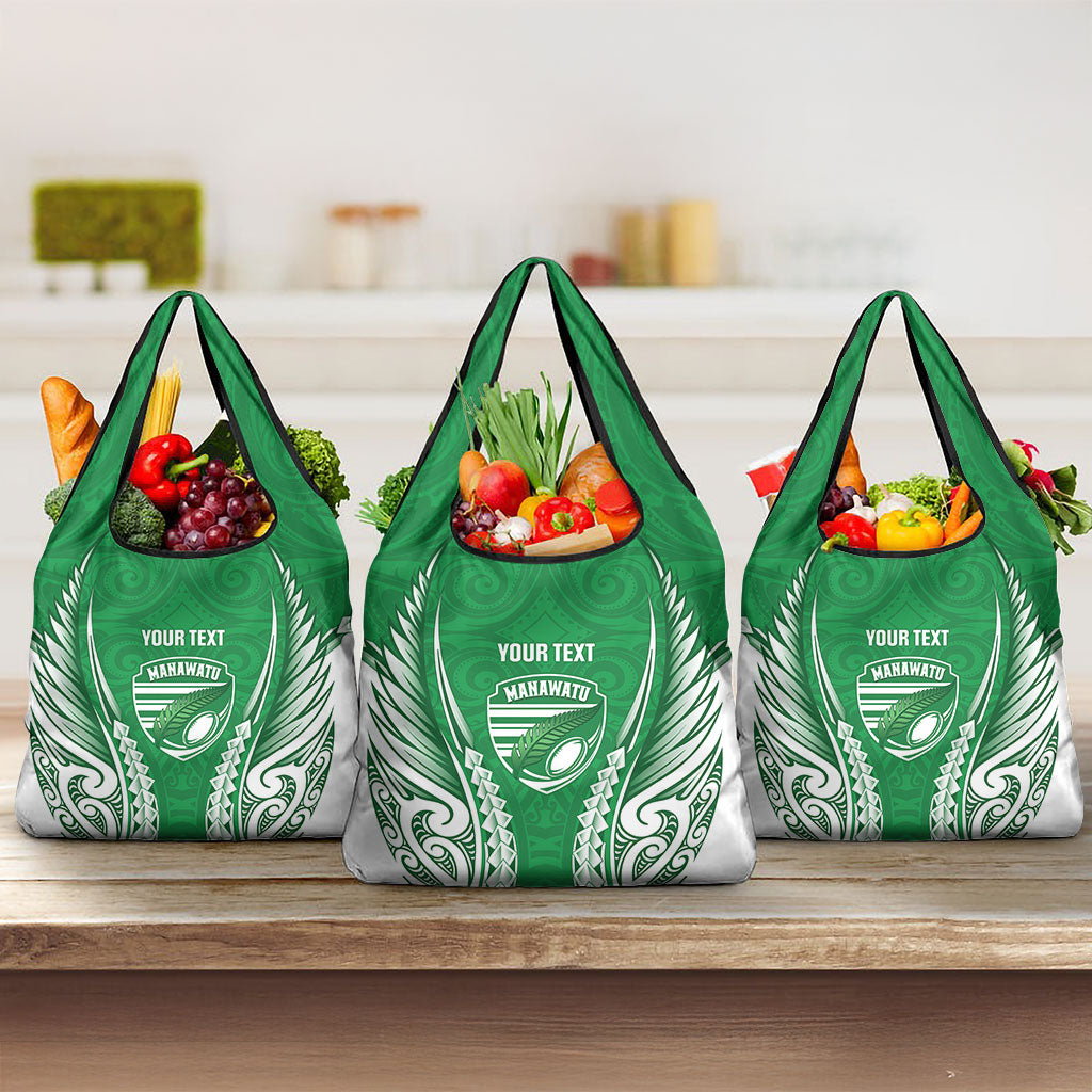 Manawatu 2026 Rugby Custom Grocery Bag NZ Maori Silver Fern LT14 3-pack One Size Green - Polynesian Pride