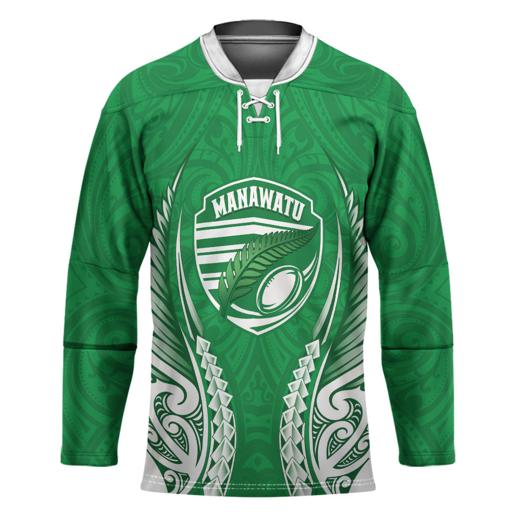 Manawatu 2026 Rugby Custom Hockey Jersey NZ Maori Silver Fern LT14 Unisex Green - Polynesian Pride