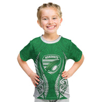 Manawatu 2026 Rugby Custom Kid T Shirt NZ Maori Silver Fern LT14 Green - Polynesian Pride