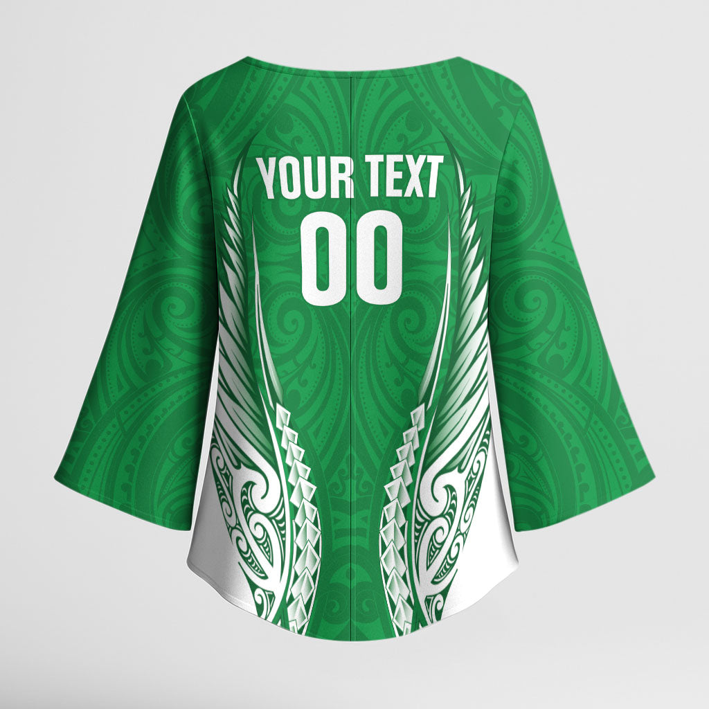 Manawatu 2026 Rugby Custom Kimono Sleeve Blouse NZ Maori Silver Fern LT14 - Polynesian Pride