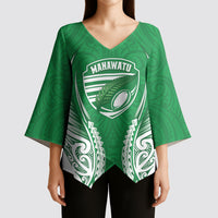 Manawatu 2026 Rugby Custom Kimono Sleeve Blouse NZ Maori Silver Fern LT14 - Polynesian Pride