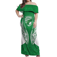 Manawatu 2026 Rugby Custom Off Shoulder Maxi Dress NZ Maori Silver Fern