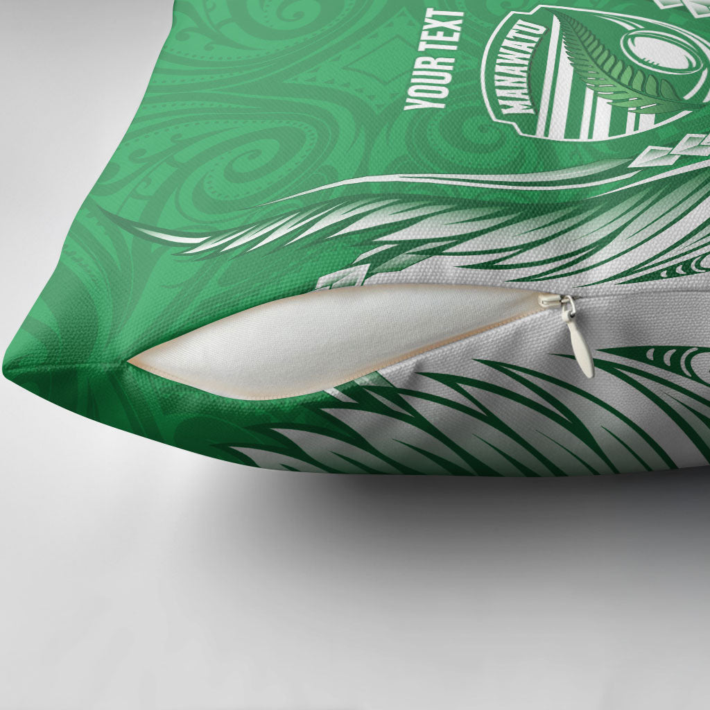 Manawatu 2026 Rugby Custom Pillow Cover NZ Maori Silver Fern LT14 - Polynesian Pride