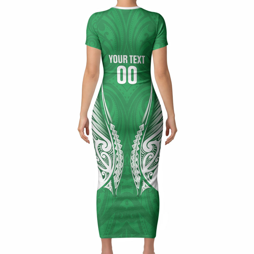 Manawatu 2026 Rugby Custom Short Sleeve Bodycon Dress NZ Maori Silver Fern LT14 - Polynesian Pride