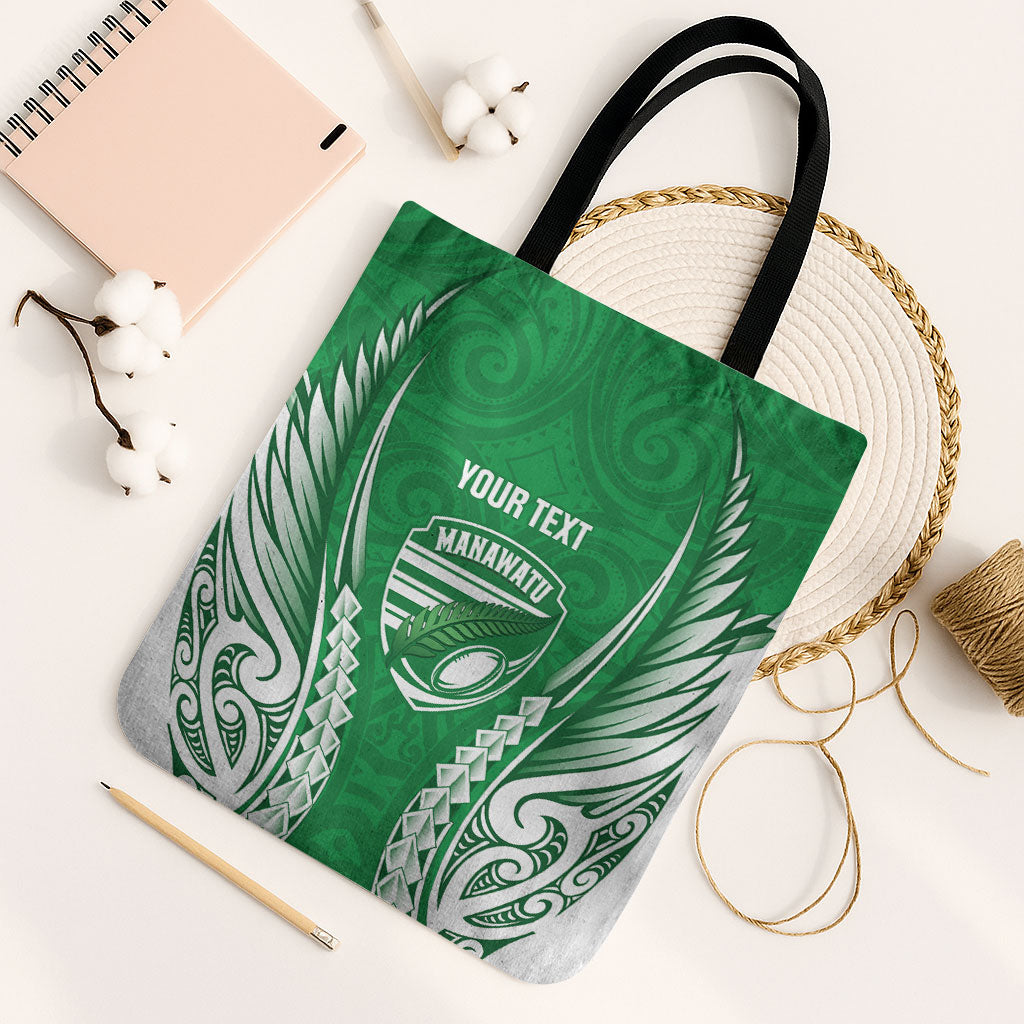 Manawatu 2026 Rugby Custom Tote Bag NZ Maori Silver Fern LT14 Black Strap One Size Green - Polynesian Pride