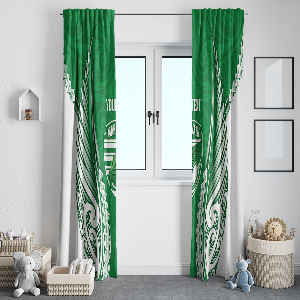 Manawatu 2026 Rugby Custom Window Curtain NZ Maori Silver Fern