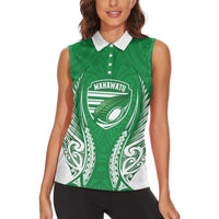 Manawatu 2026 Rugby Custom Women Sleeveless Polo Shirt NZ Maori Silver Fern