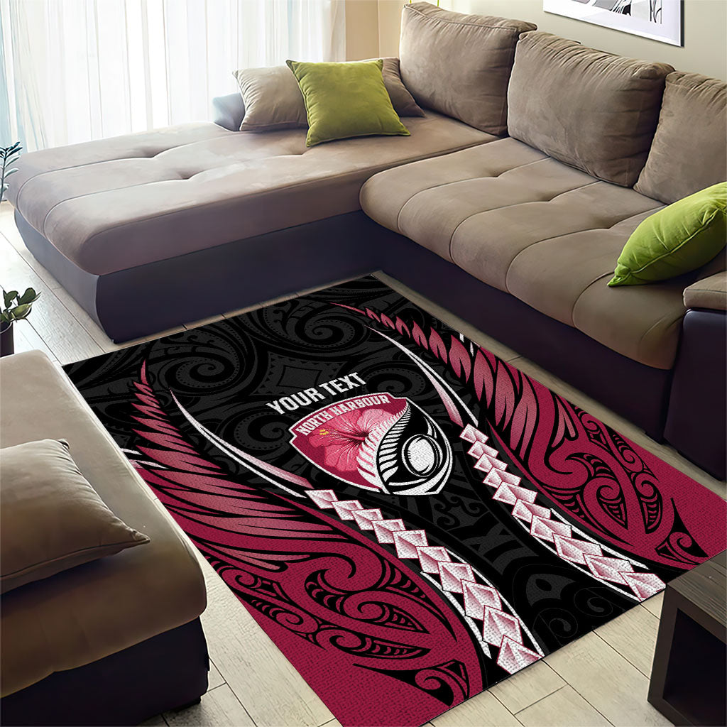 North Harbour 2026 Rugby Custom Area Rug NZ Maori Silver Fern