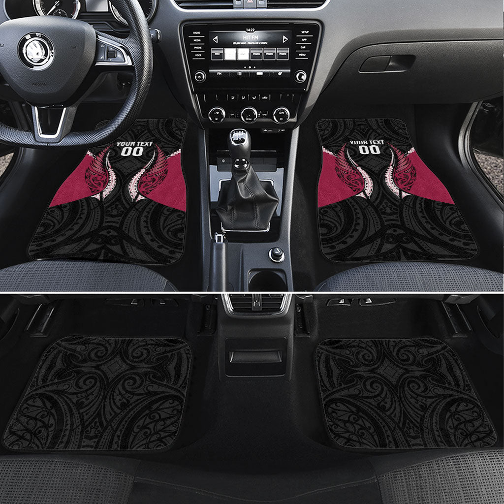 North Harbour 2026 Rugby Custom Car Mats NZ Maori Silver Fern LT14 Set 4pcs Maroon - Polynesian Pride