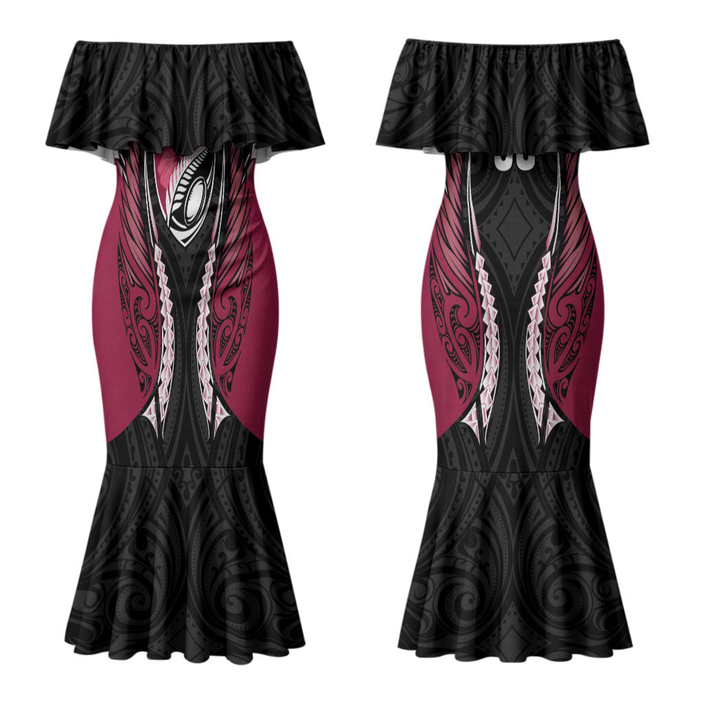 North Harbour 2026 Rugby Custom Couples Matching Mermaid Dress and Long Sleeve Button Shirt NZ Maori Silver Fern LT14 - Polynesian Pride