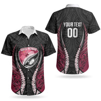 North Harbour 2026 Rugby Custom Couples Matching Off Shoulder Short Dress and Hawaiian Shirt NZ Maori Silver Fern LT14 - Polynesian Pride