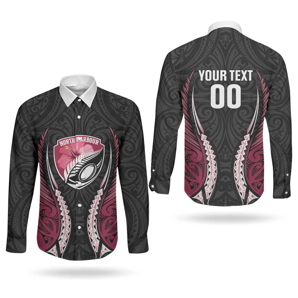 North Harbour 2026 Rugby Custom Couples Matching Puletasi and Long Sleeve Button Shirt NZ Maori Silver Fern LT14 - Polynesian Pride