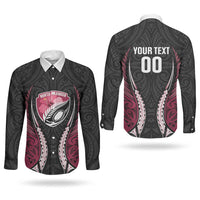 North Harbour 2026 Rugby Custom Couples Matching Puletasi and Long Sleeve Button Shirt NZ Maori Silver Fern LT14 - Polynesian Pride