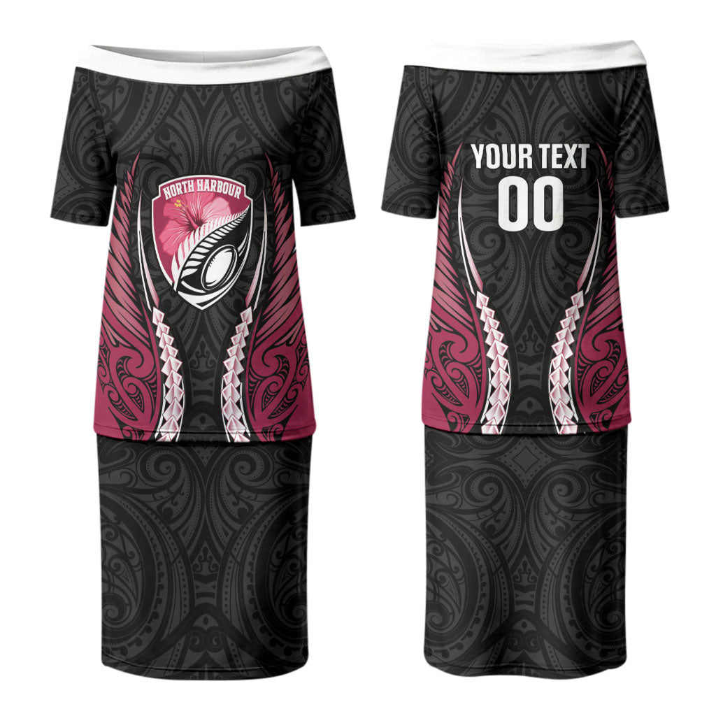 North Harbour 2026 Rugby Custom Couples Matching Puletasi and Long Sleeve Button Shirt NZ Maori Silver Fern LT14 - Polynesian Pride
