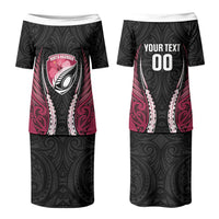 North Harbour 2026 Rugby Custom Couples Matching Puletasi and Long Sleeve Button Shirt NZ Maori Silver Fern LT14 - Polynesian Pride