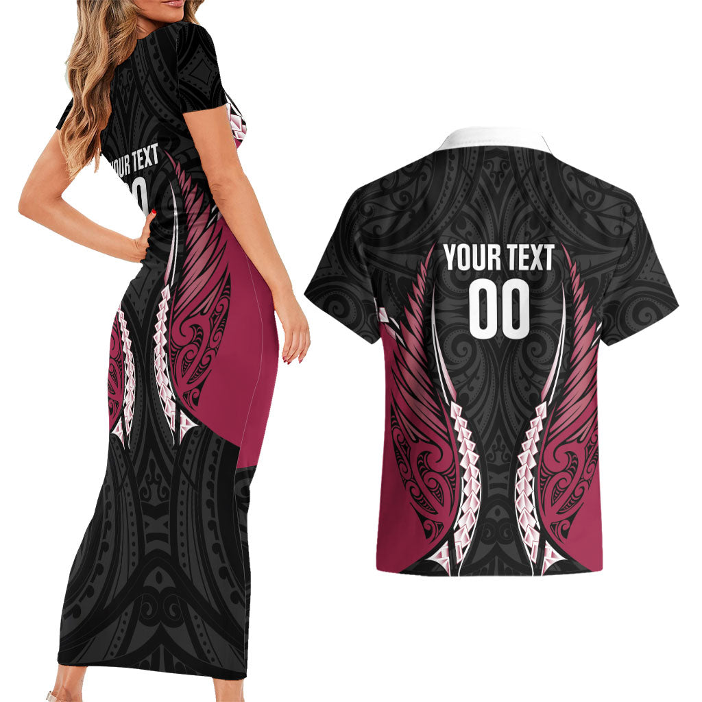 North Harbour 2026 Rugby Custom Couples Matching Short Sleeve Bodycon Dress and Hawaiian Shirt NZ Maori Silver Fern LT14 - Polynesian Pride