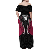 North Harbour 2026 Rugby Custom Family Matching Off Shoulder Maxi Dress and Hawaiian Shirt NZ Maori Silver Fern LT14 - Polynesian Pride