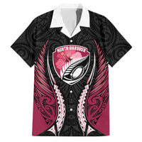 North Harbour 2026 Rugby Custom Family Matching Puletasi and Hawaiian Shirt NZ Maori Silver Fern LT14 Dad's Shirt - Short Sleeve Maroon - Polynesian Pride