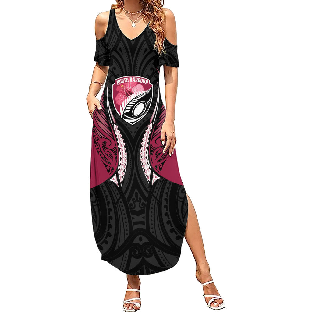 North Harbour 2026 Rugby Custom Family Matching Summer Maxi Dress and Hawaiian Shirt NZ Maori Silver Fern LT14 Mom's Dress Maroon - Polynesian Pride