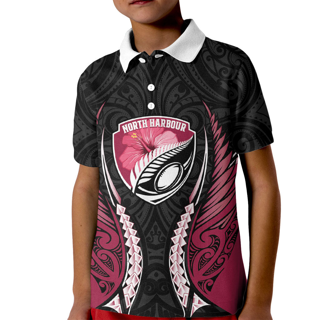 North Harbour 2026 Rugby Custom Kid Polo Shirt NZ Maori Silver Fern LT14 Kid Maroon - Polynesian Pride