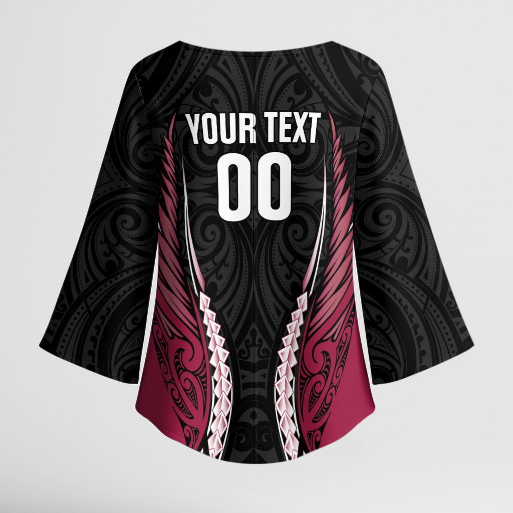 North Harbour 2026 Rugby Custom Kimono Sleeve Blouse NZ Maori Silver Fern