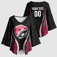 North Harbour 2026 Rugby Custom Kimono Sleeve Blouse NZ Maori Silver Fern