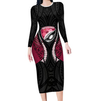North Harbour 2026 Rugby Custom Long Sleeve Bodycon Dress NZ Maori Silver Fern