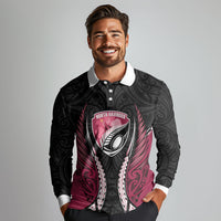 North Harbour 2026 Rugby Custom Long Sleeve Polo Shirt NZ Maori Silver Fern