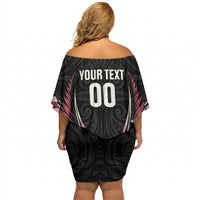 North Harbour 2026 Rugby Custom Off Shoulder Short Dress NZ Maori Silver Fern LT14 - Polynesian Pride